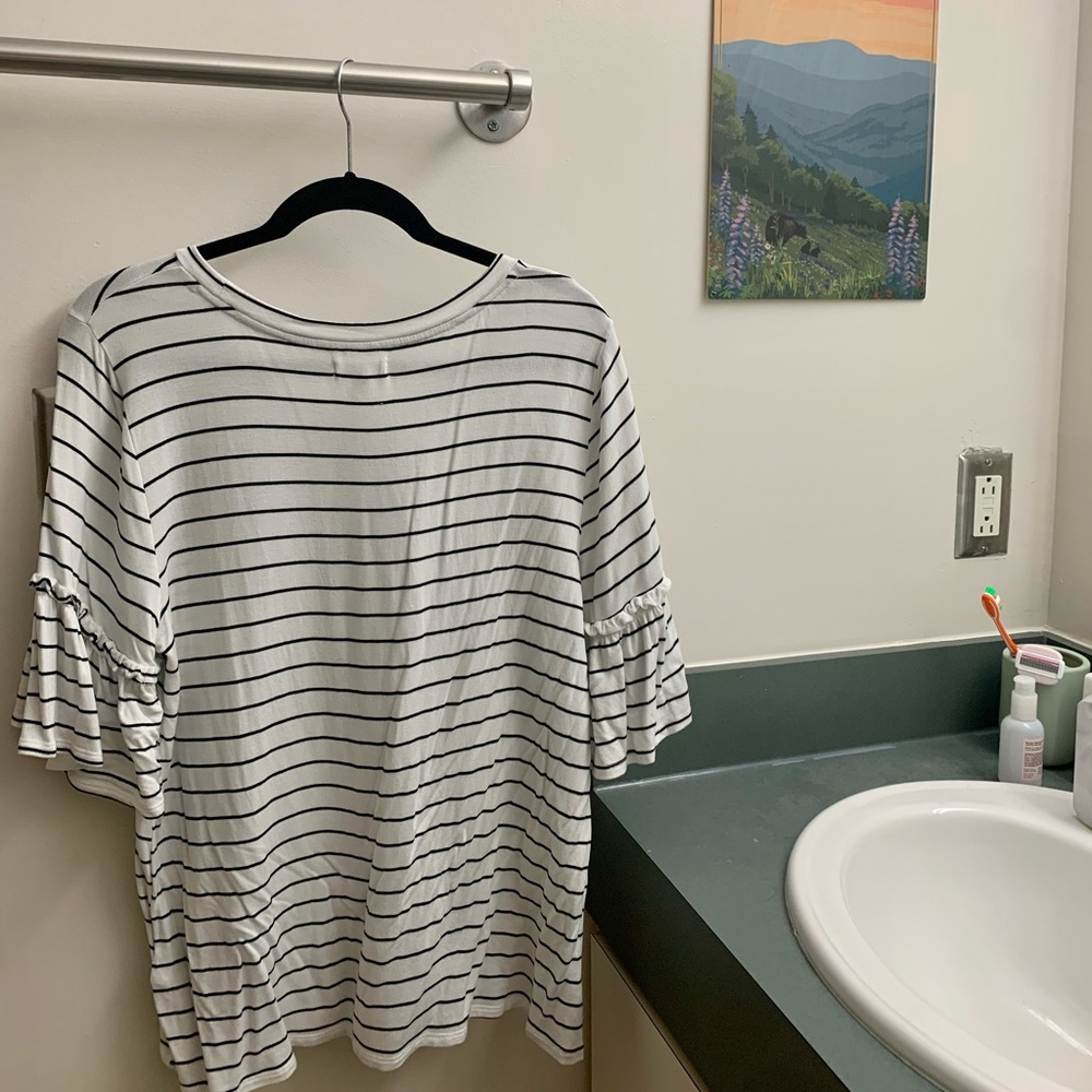 Striped summer tee with peplum sleeves!